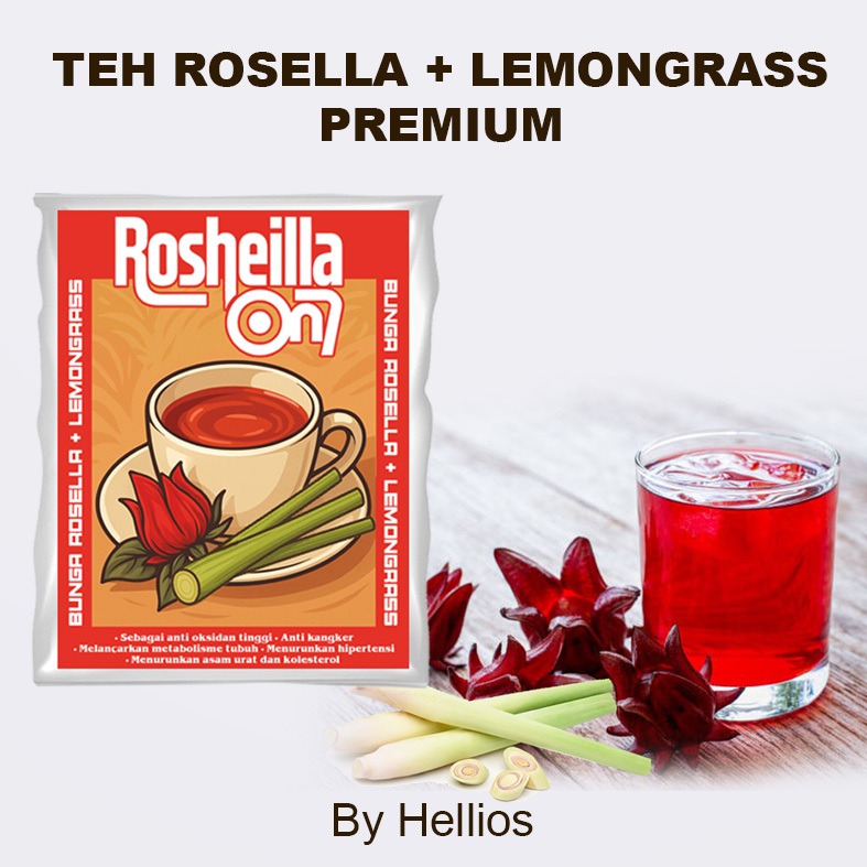 

ROSHEILLA ON 7 Teh Herbal Rosella extra sereh/serai 10gr - teh bunga rosella premium by Hellios -Rosella Bunga Roselle Premium Extra Lemongrass