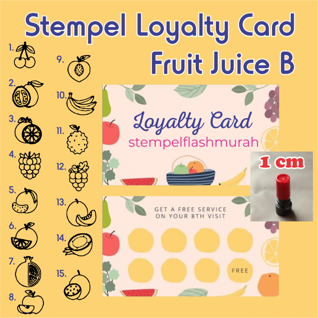 

stempel promo juice buah B loyalty card cafe es minuman makanan salad sup buah tinta otomatis flash stamp murah