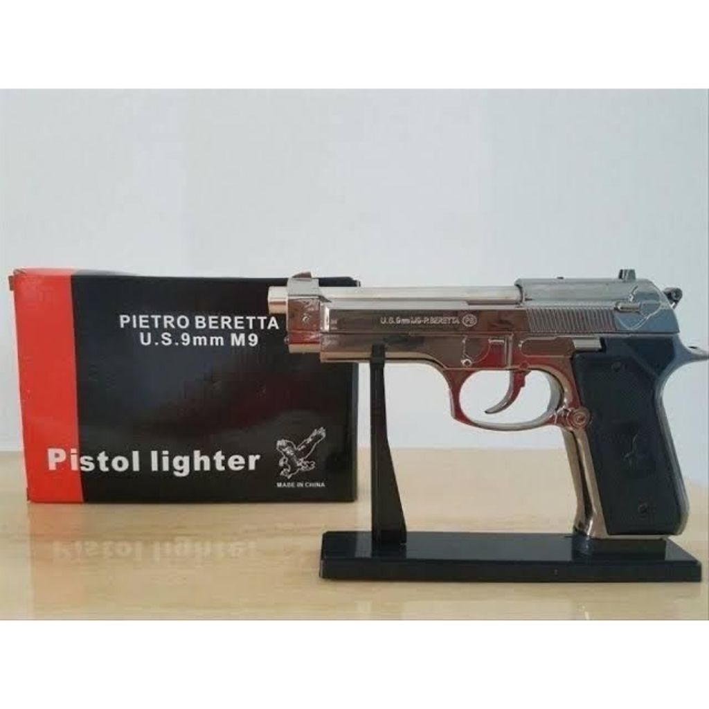 Baretta besar bahan plastik 1:1, api bara merah isi ulang gas