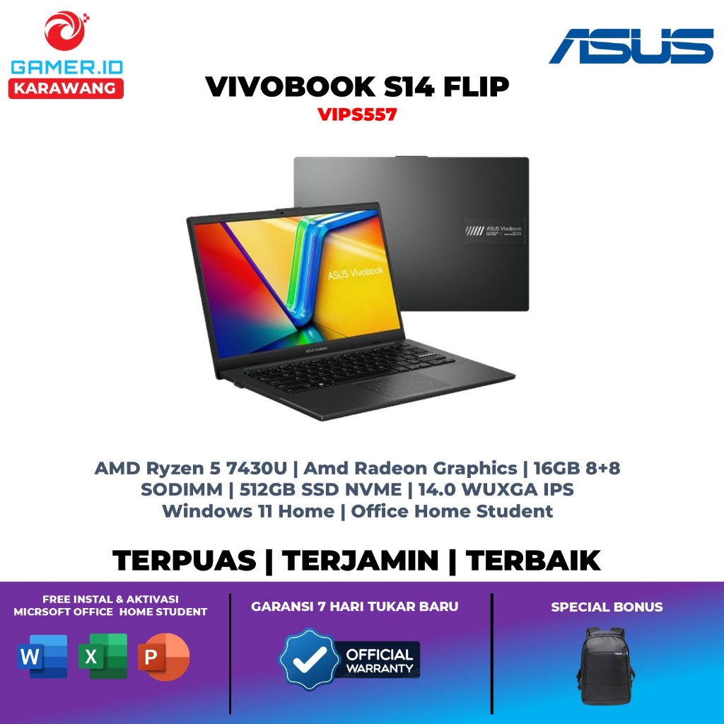 Asus Vivobook S14 Flip Touch Amd Ryzen 5 7430u 16gb 512gb Win11 OHS 14.0inch Wuxga