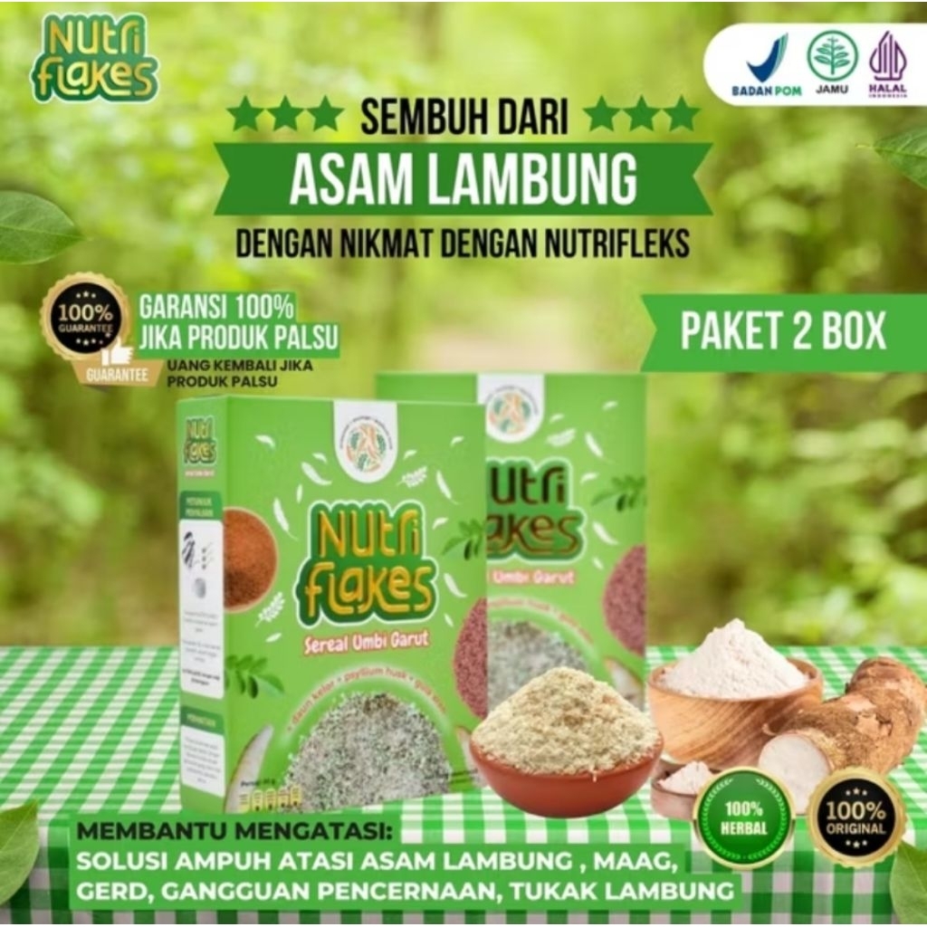 

2 BOX NUTRIFLAKES sereal umbi garut obati asam lambung