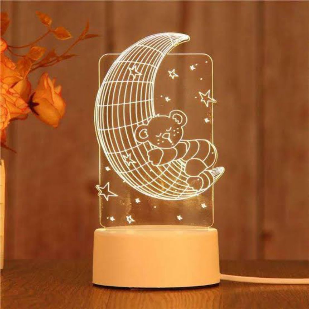 Lampu Tidur Led 3D Akrilik Lampu Hias Transparant