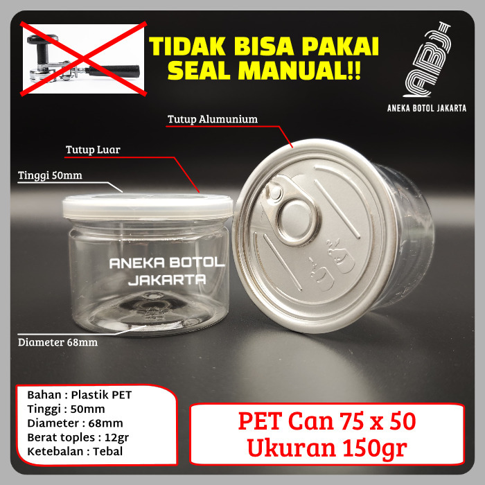 PET CAN 75x50 / Plastik can 75x50 / PET CAN 150 gr