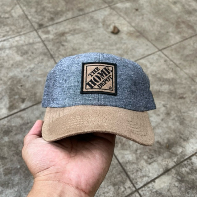 The Home Depot Adjustable Back Hat Cap Denim Suede Two Tone
