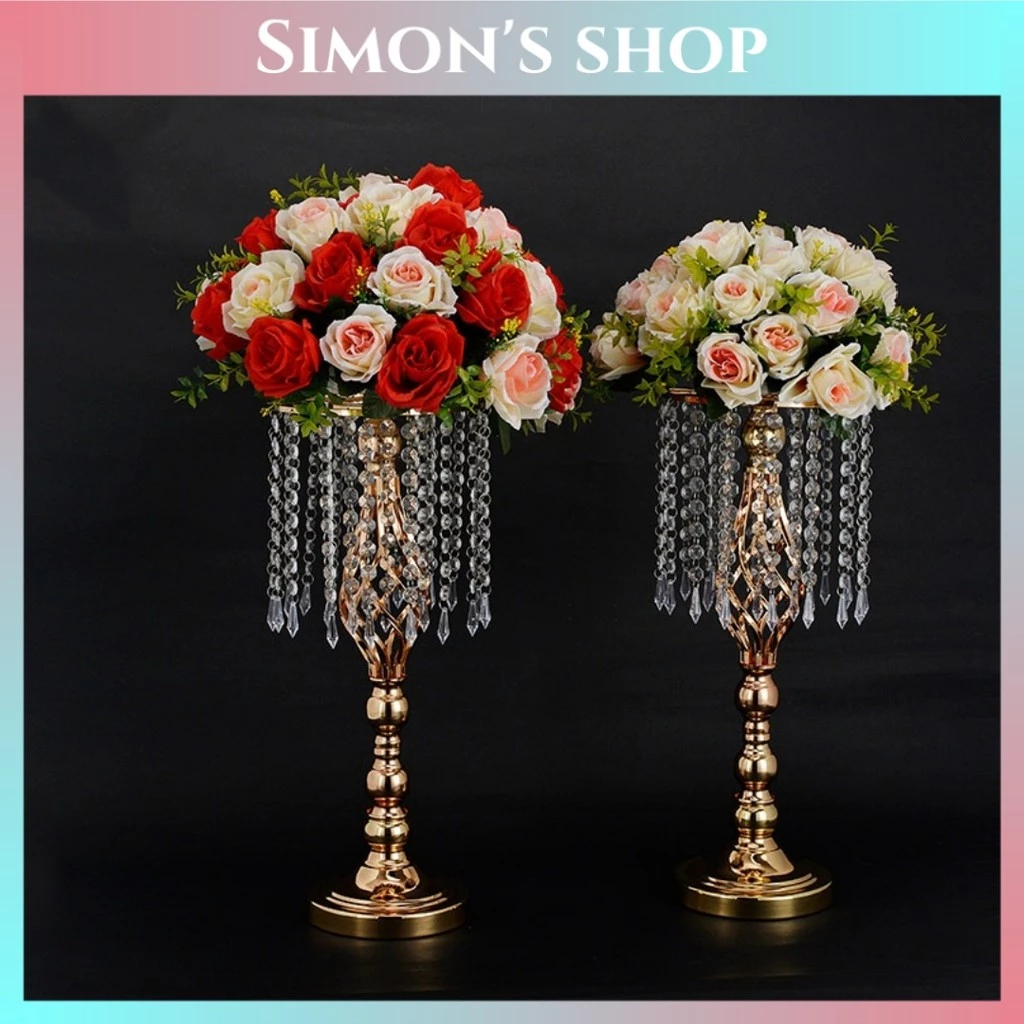 [COD] Vas Bunga Hias Mewah Dekorasi Ruang Tamu Lemari Kaca  Vas Pernikahan Luxury Kristal Embun Hadi