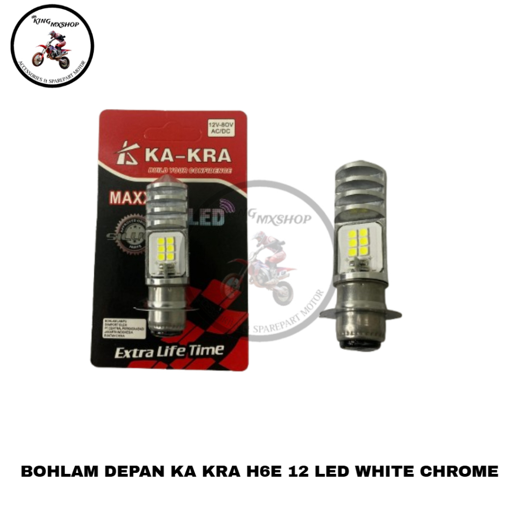 BOHLAM DEPAN KA KRA H6 12 LED MATA WHITE CHROME UNIVERSAL MOTOR