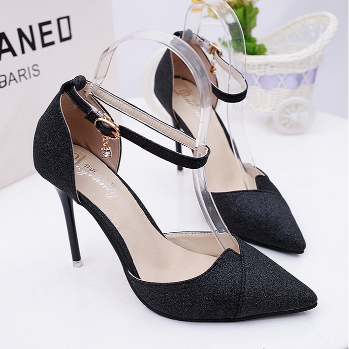 Jelly Shoes Ankle Strap Giltter Heels 5130 (Size: 35-39)