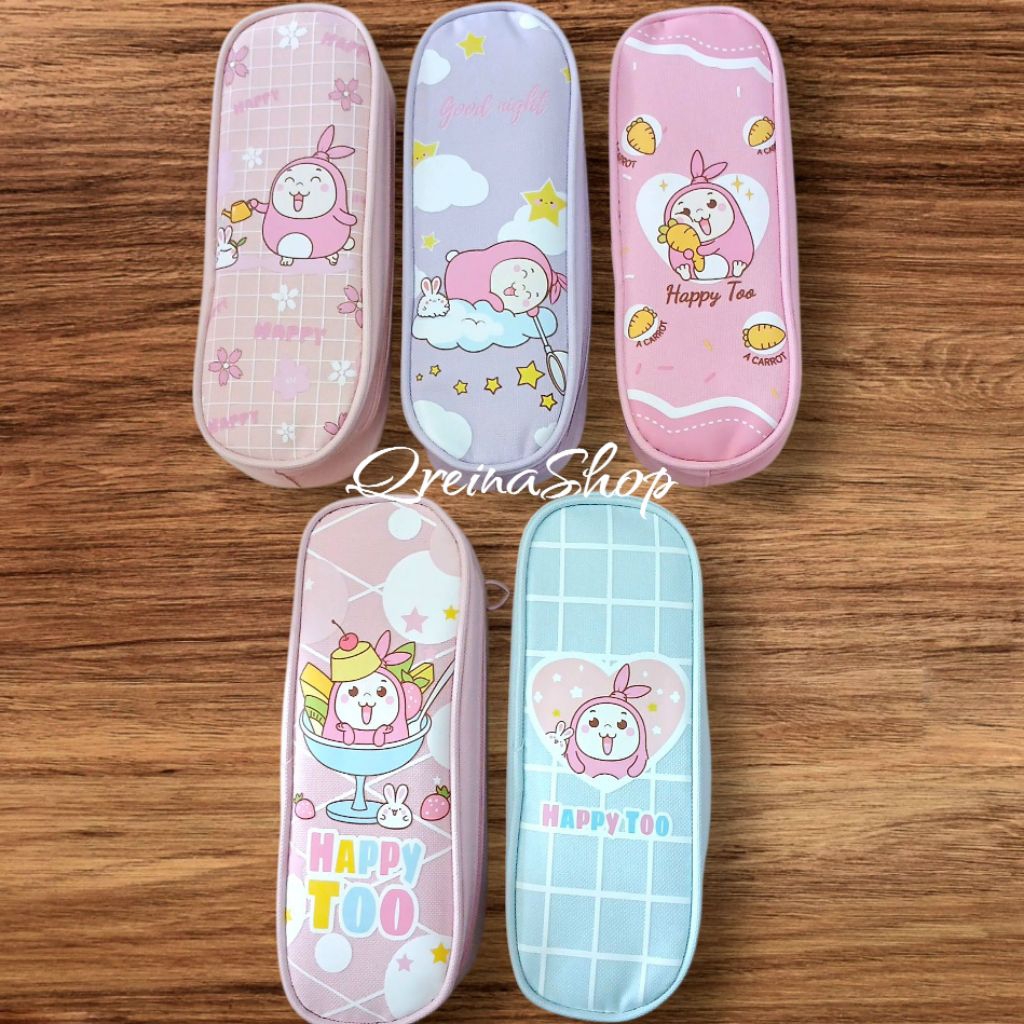 

Qreinashop Kotak Pensil Resleting Happy Too || Tempat Pensil Alat Tulis Sekolah Karakter