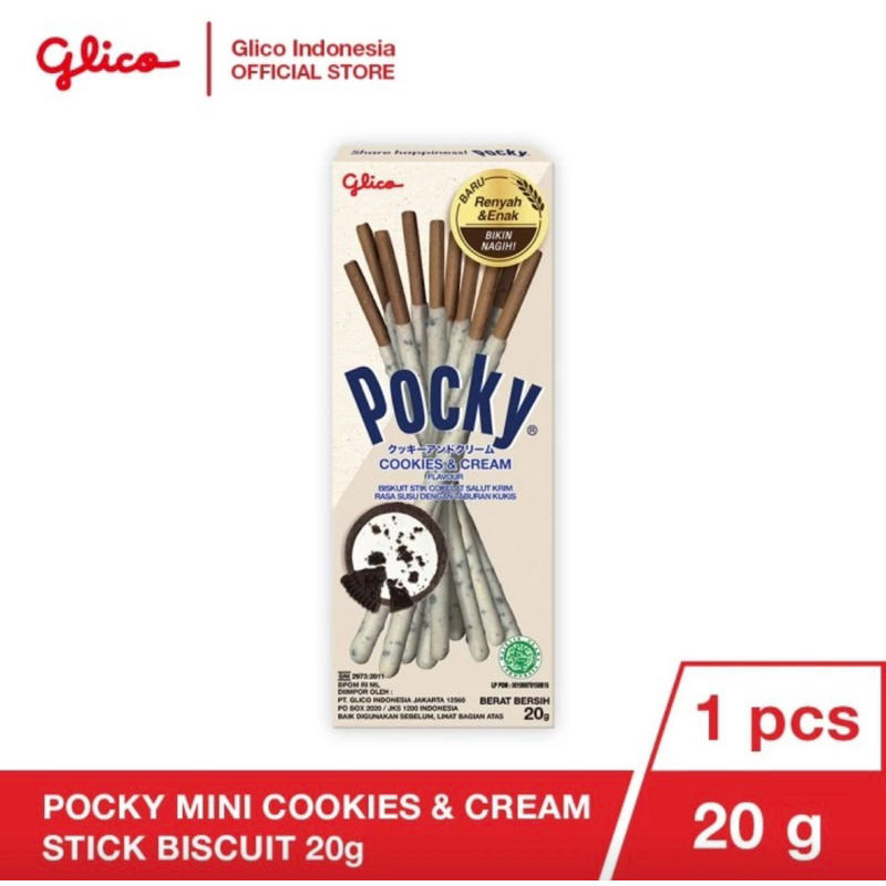 

camilan Glico POCKY MINI 22gr wafer stick Half Size strawberry cookies and cream milk pejoy vanila stik coklat snack