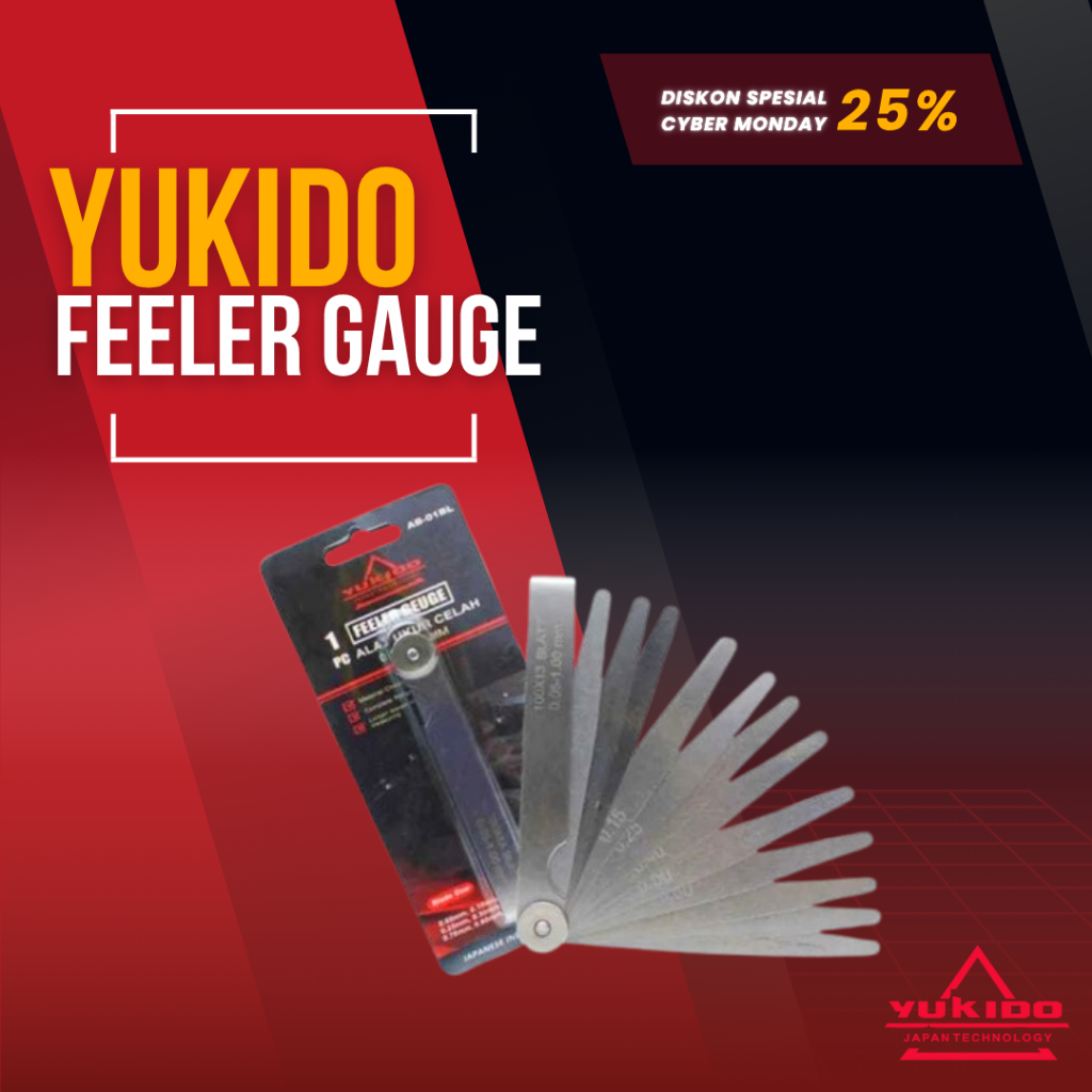 YUKIDO Alat Ukur Celah / Feeler Gauge 17 Blade / Feeler Puller / Setelan Klep
