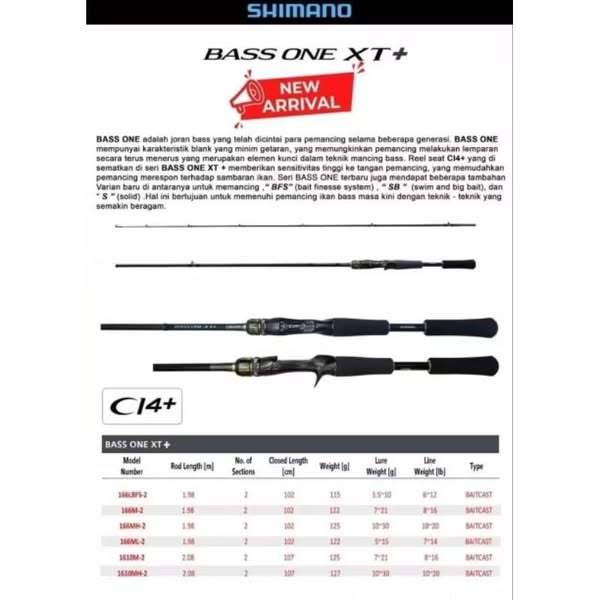 Joran Shimano Bass One XT+ CI4+ Reel Seat Baitcast & Spinning Rod 2 Section