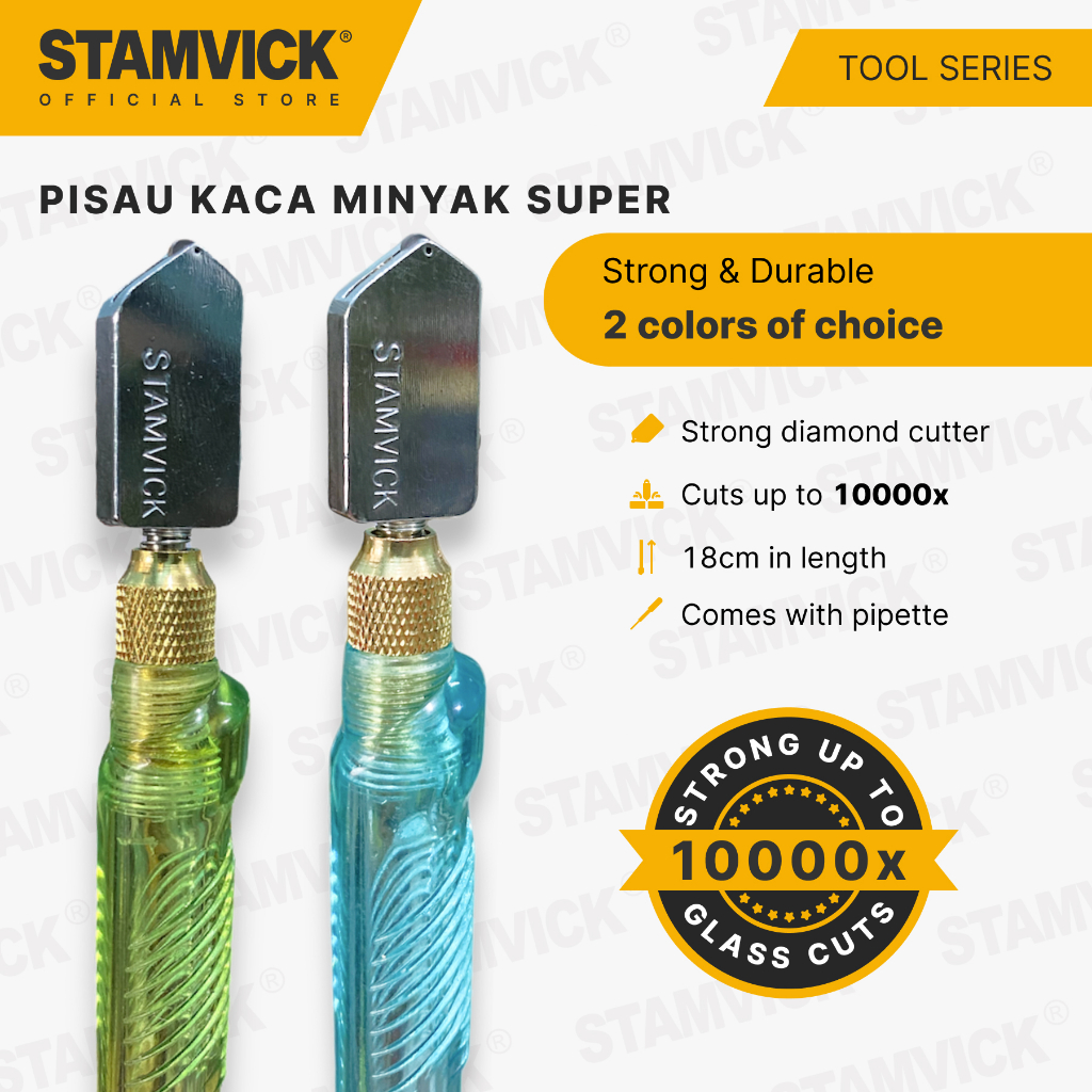 Alat Pemotong Kaca Manual Glass Cutter Stamvick Super  - Pisau Kaca Minyak