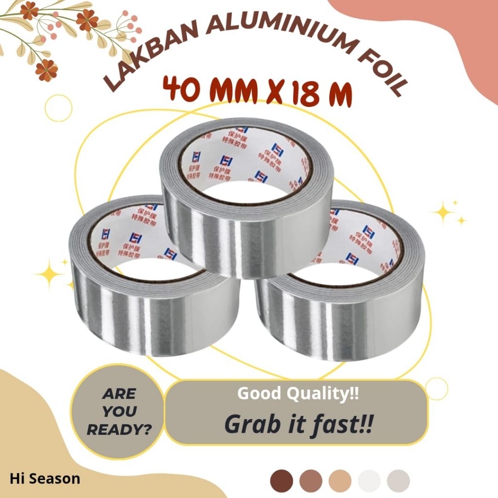 LAKBAN ALUMINIUM 18 M ALUMINIUM FOIL TAPE TAMBAL PENAMBAL PANCI KNALPOT BOCOR