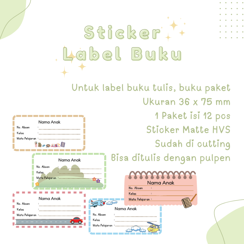 

Sticker Label Nama untuk Buku / Sticker Label Buku / Sticker Label Buku Nama Anak