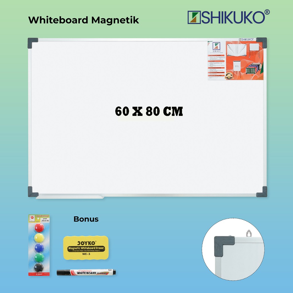 

Papan Tulis Gantung Whiteboard Magnet Shikuko 60 x 80