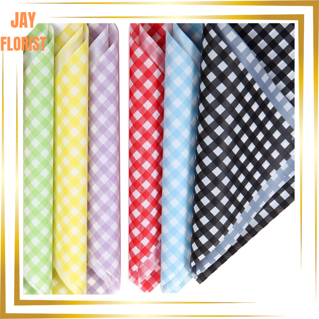 

KB6012 Kertas Buket Bunga Motif Taplak Cellophane Wrapping Paper Square Pattern Motif Kotak