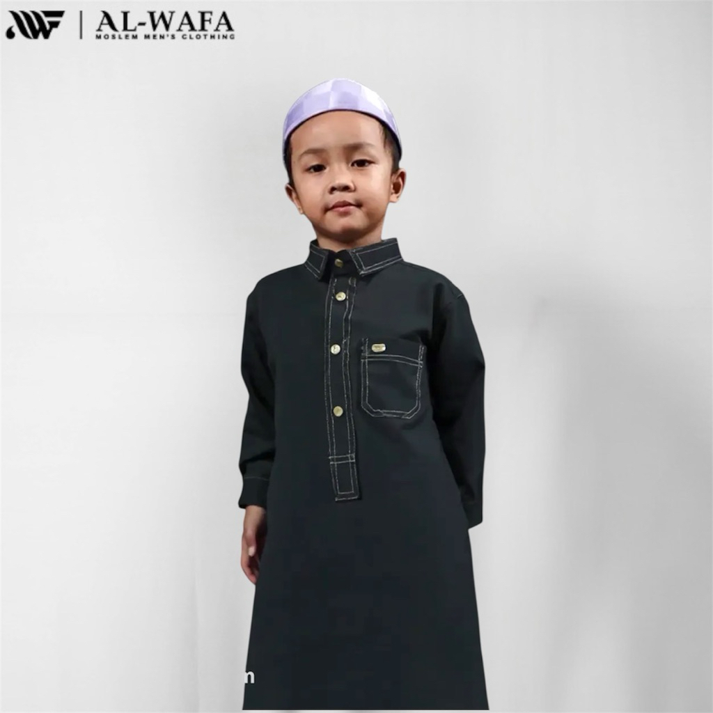 Al-Wafa Gamis Hitam Anak Katun ( JBH 0257)