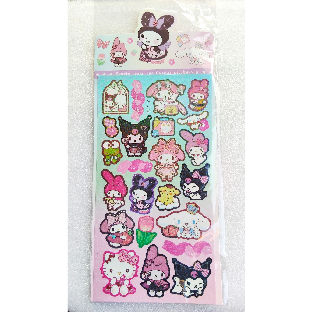 

(10pcs) Sticker Stiker Glitter Karakter Lucu Kuromi Melody Cinnamoroll Labubu Lotso