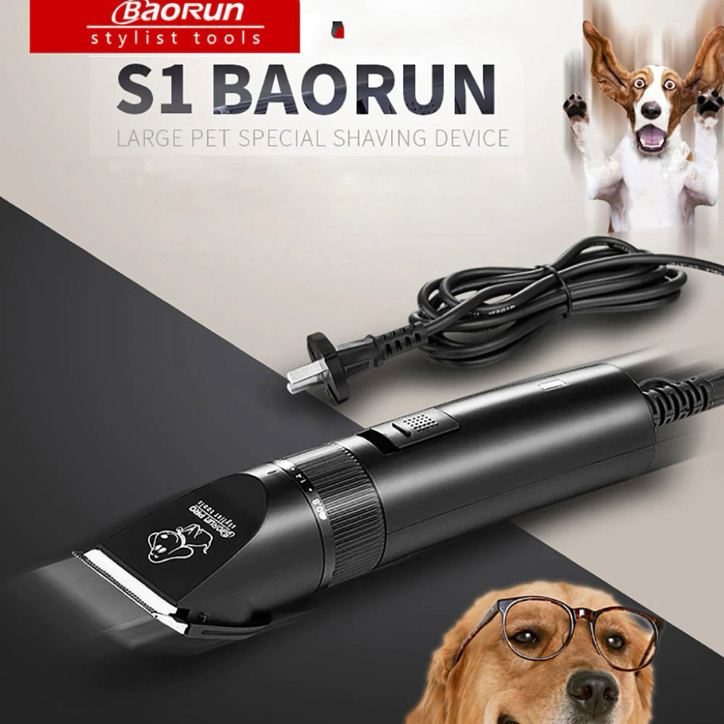 Alat Cukur Anjing & Kucing BAORUN S1 - Clipper Hewan Peliharaan Listrik, Mesin Pemotong Bulu Berkabe