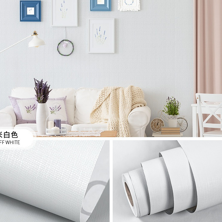 WALLPAPER STIKER DINDING POLOS PUTIH TULANG