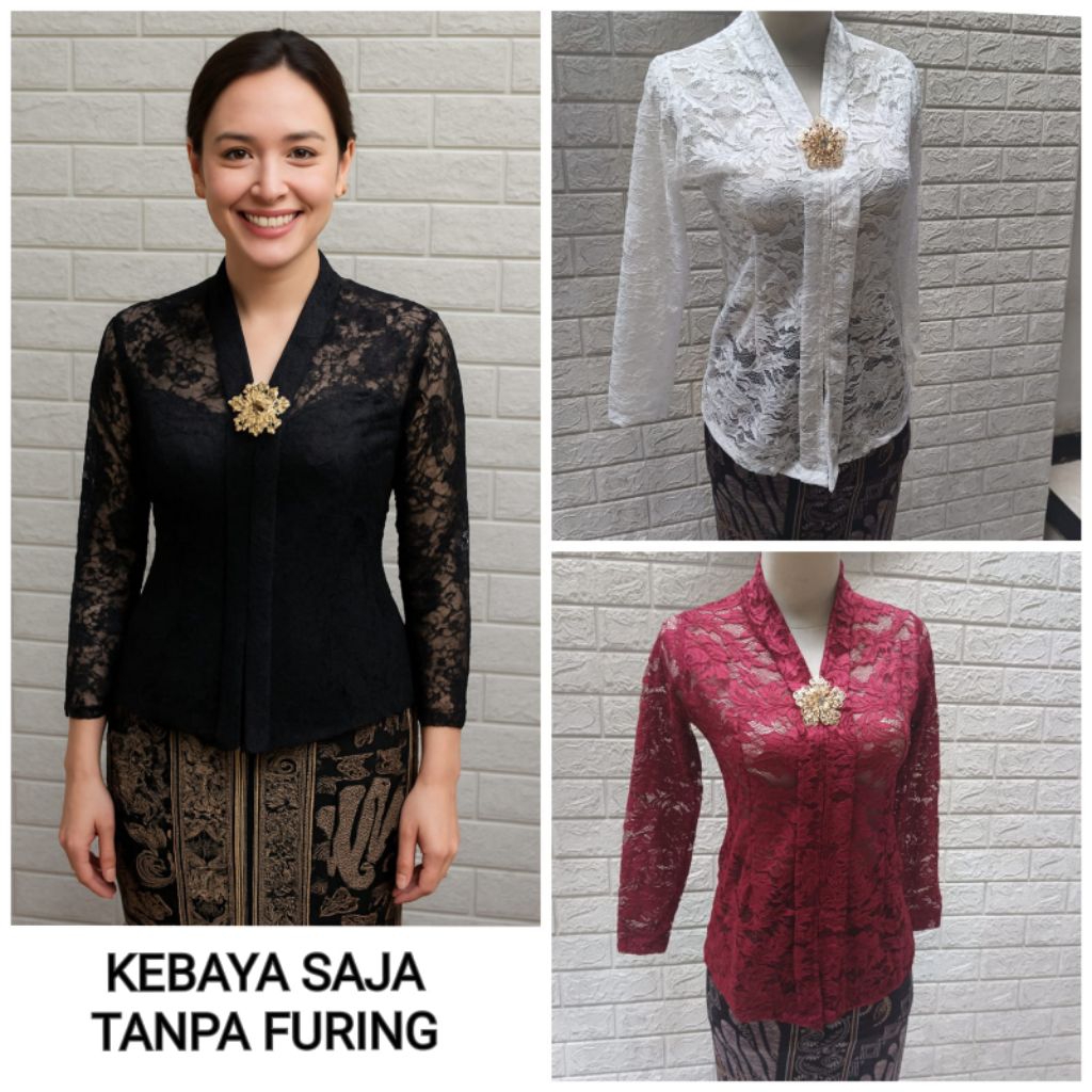 atasan kebaya kartini brokat halus strait melar lengan panjang brukat modern baju tradisional jawa w