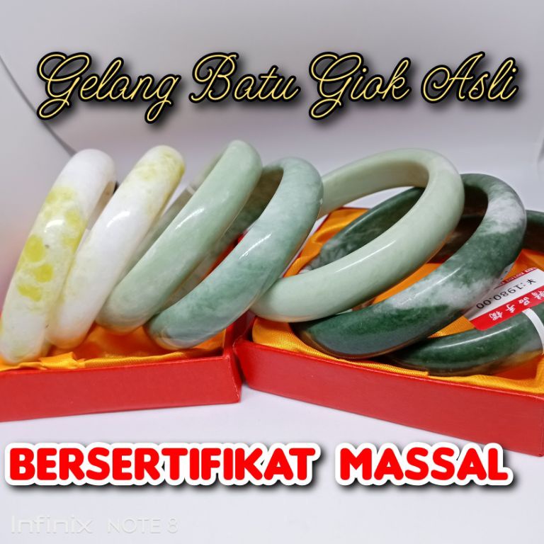 KODE X88F GELANG BATU GIOK ASLI ALAM CHINA BERSERTIFIKAT MASSAL