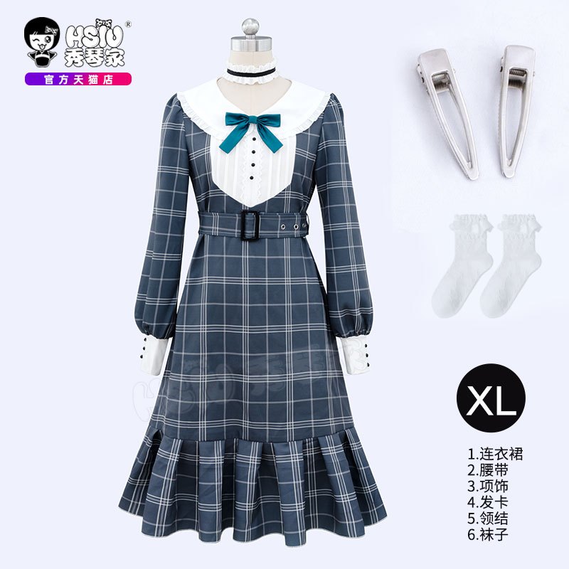 [READY JKT] HSIU - Mutsumi Wakaba costume Size XL + WIG - Cosplay BangDream  Dress Tartan Wig Hijau 