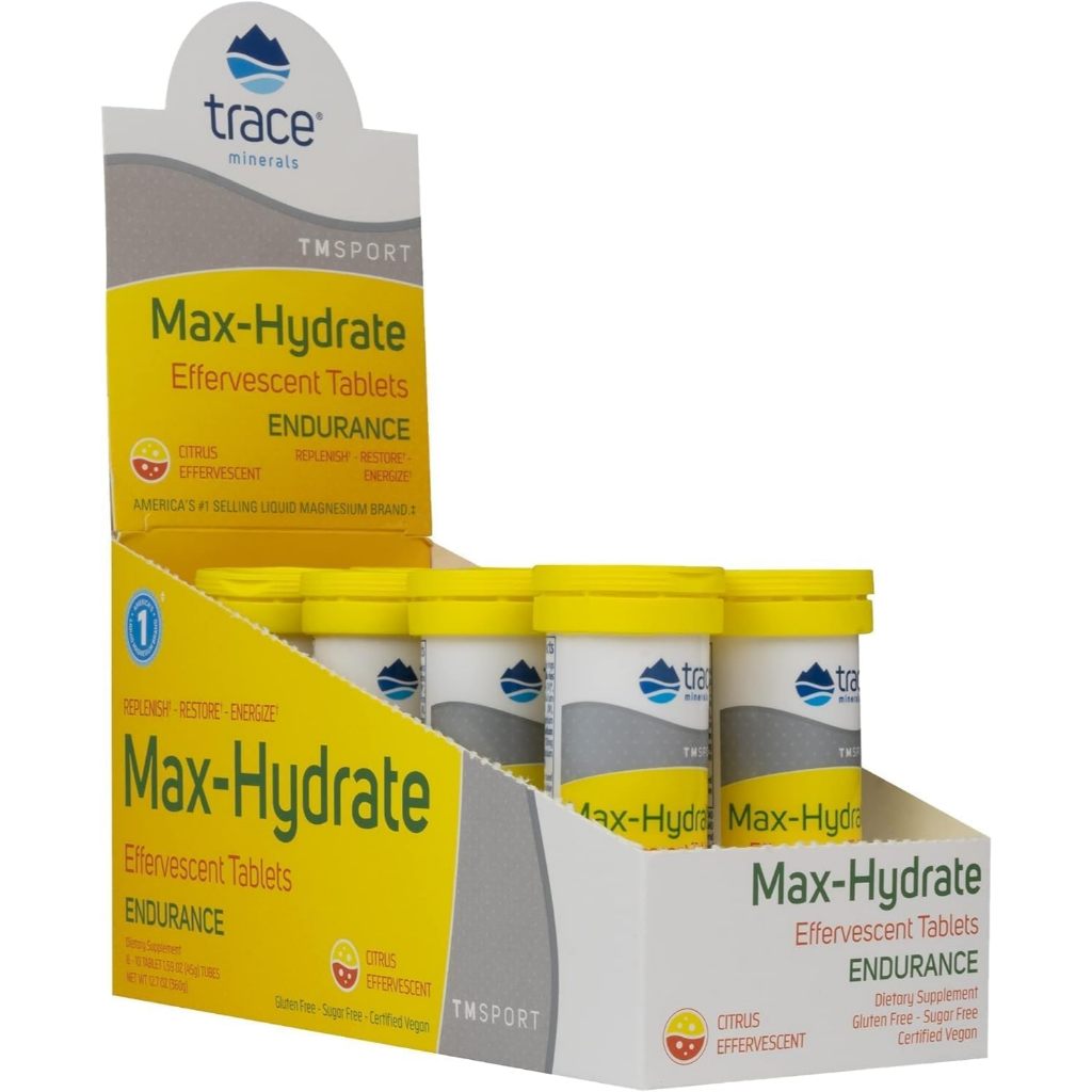 

Trace Minerals Max-Hydrate Endurance Citrus, Electrolyte Supplement 1Tube 10 Tabs