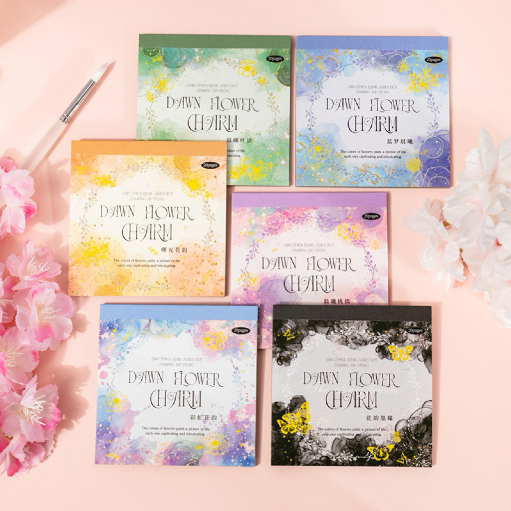

(6BC) sticker book buku transparan kiss cut gold foil pastel abstrak bunga kupu butterfly flower