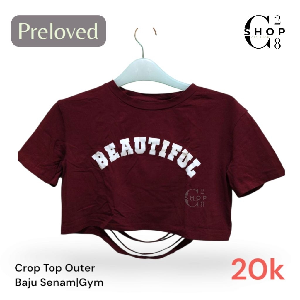 PRELOVED Back Ripped Crop Top Outer | Baju Senam/Gym