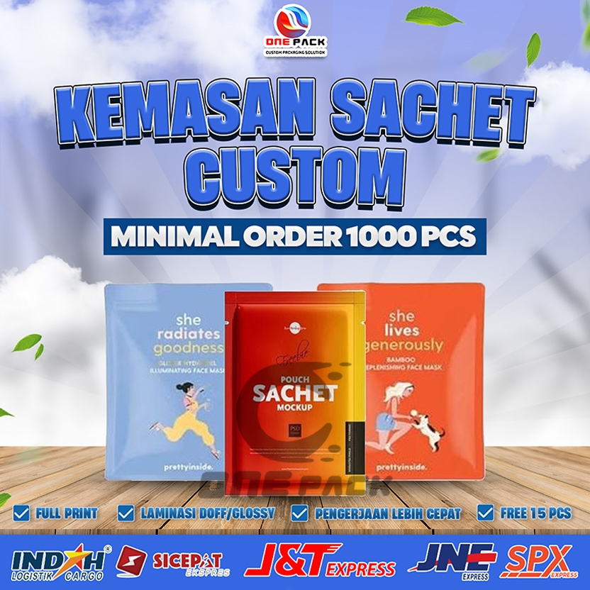 1.000 PCS - CETAK SACHET CUSTOM FREE DESAIN KEMASAN FULL PRINTING MASKER WADAH TEH KOPI BUNGKUSAN