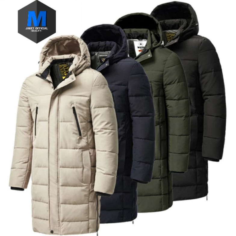 KODE E27V Jaket pria Bertudung Tebal Hangat Panjang Plus Musim Dingin