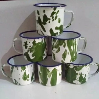 1LUSIN CANGKIR SENG JADUL 7CM / GELAS KALENG VINTAGE / MUG SENG MOTIF BLIRIK / CANGKIR TEH KOPI