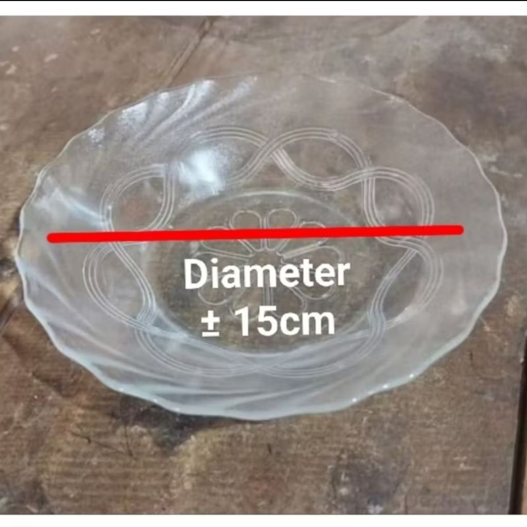 isi12 pcs Piring tatak Bening Beling Kecil Tatakan Kopi 6" Murah  - PM