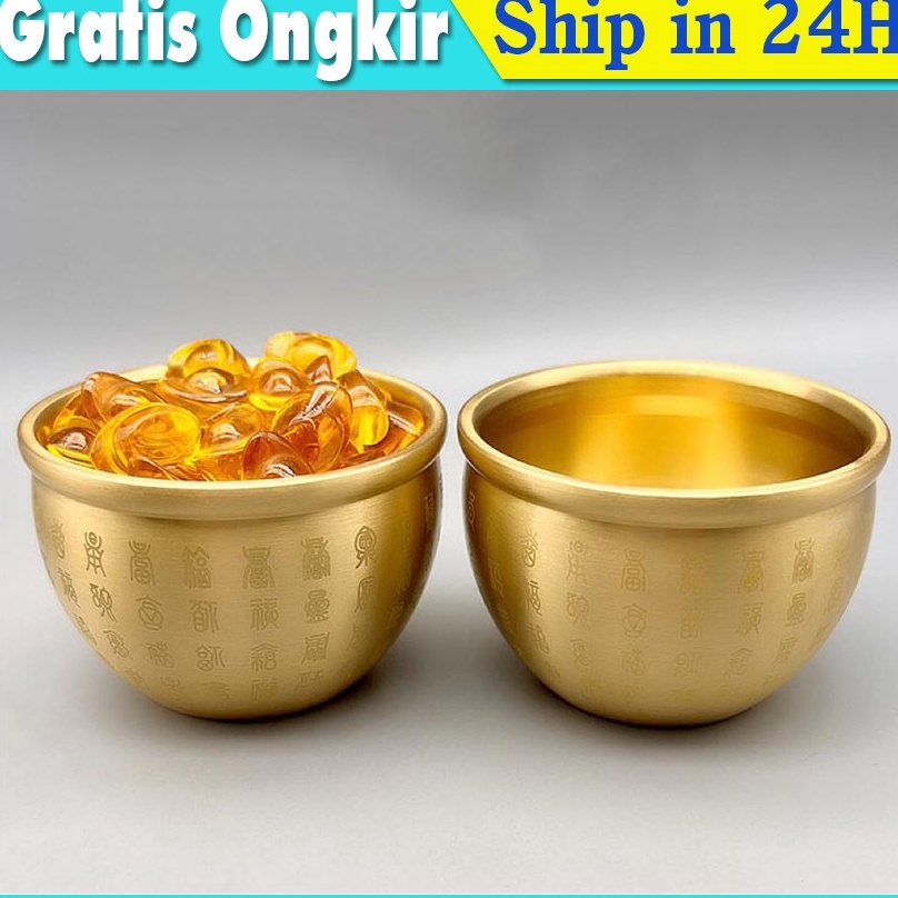 KODE X15O Kuningan Feng Shui Mangkuk Feng Shui Kekayaan Keberuntungan Chinese Traditional Treasure B