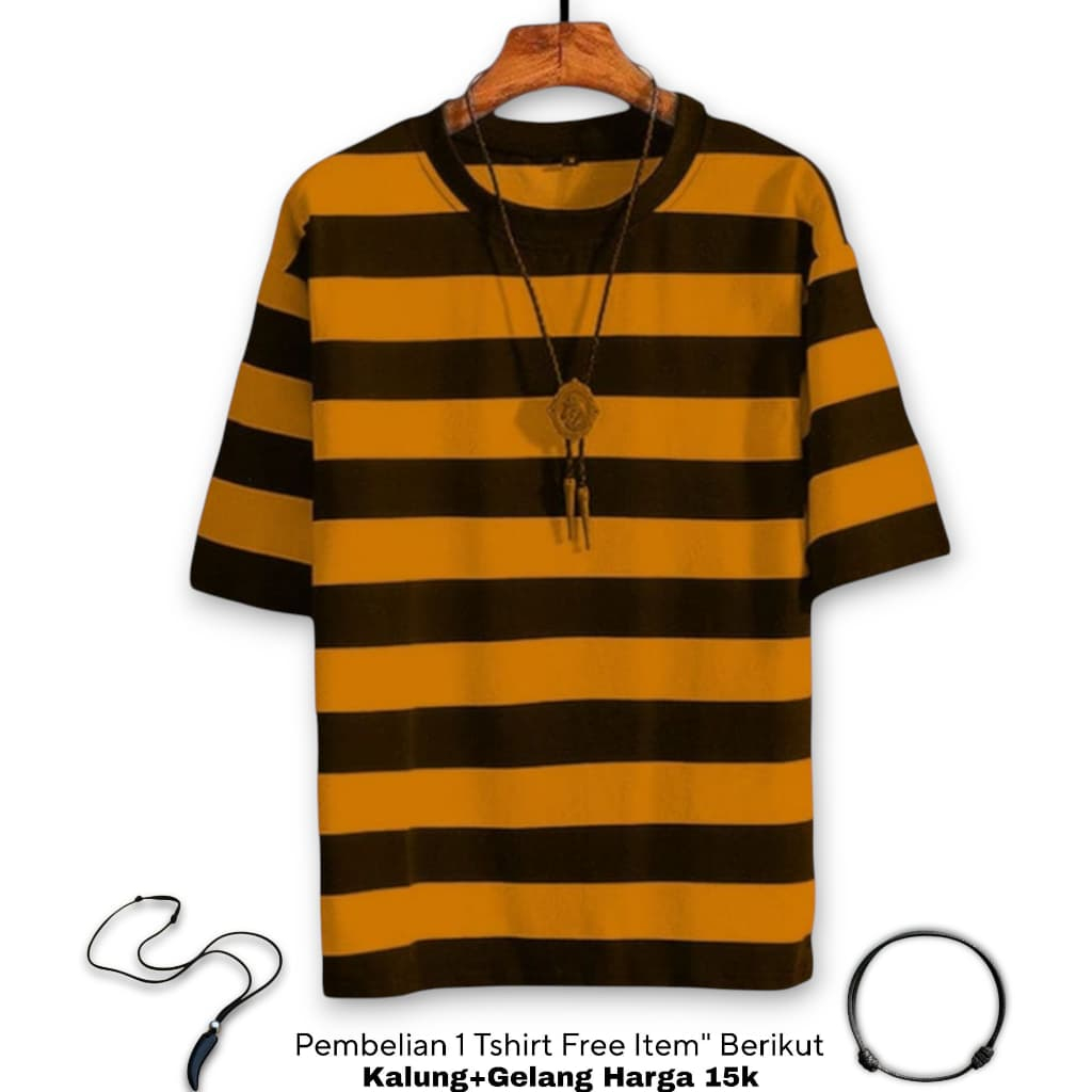 (COD) Baju Kaos Strip garis Garis Pria dan Wanita Terbaru 2025 Kaos Salur Belang Belang Hitam Putih