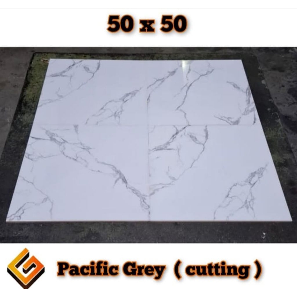 Keramik 50x50 Lantai Putih Glossy Corah Random