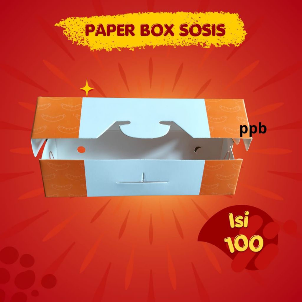 Stellarspace16 Paper Box-Box-Sosis-Box Makanan-Motif Oren
