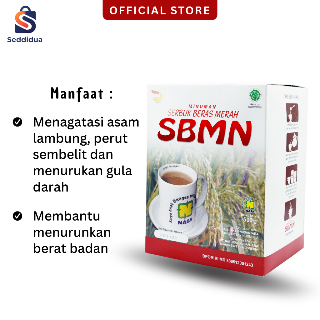

NASA Serbuk Beras Merah Natural SBMN Original Penurun Asam Lambung Penghilang Sembeli Obat Maag