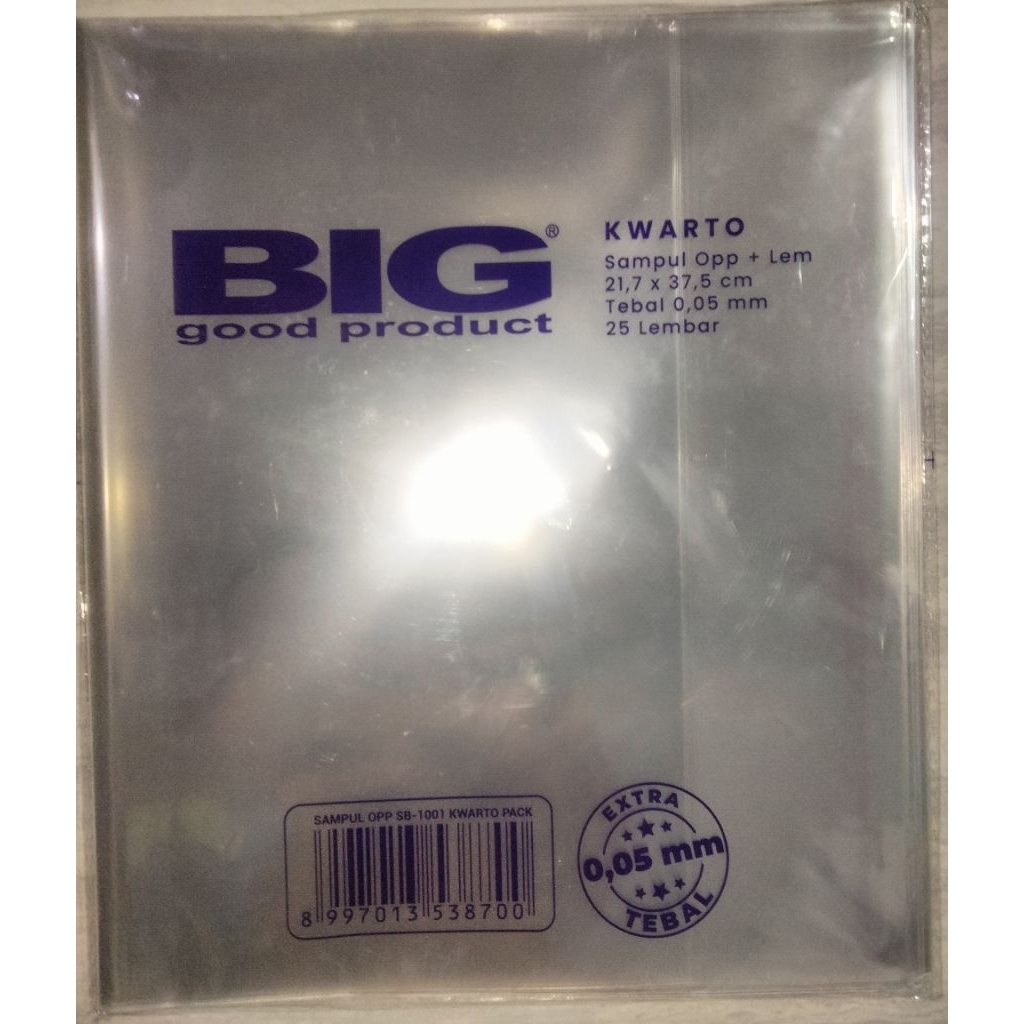 

Sampul plastik BIG Kwarto, isi 25 lembar, ukuran 21,7 x 37,5cm