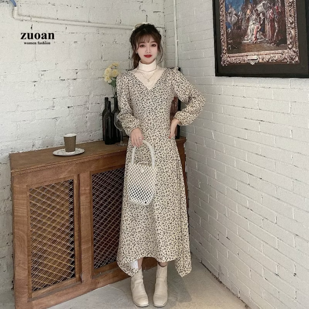 Dress midi korea lengan panjang