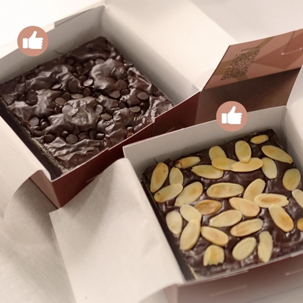 

Duo Mini Brounis Paris Brownies Coklat Brownies Panggang Brownies Fudgy Chocochip Almond Brownies 180 gram