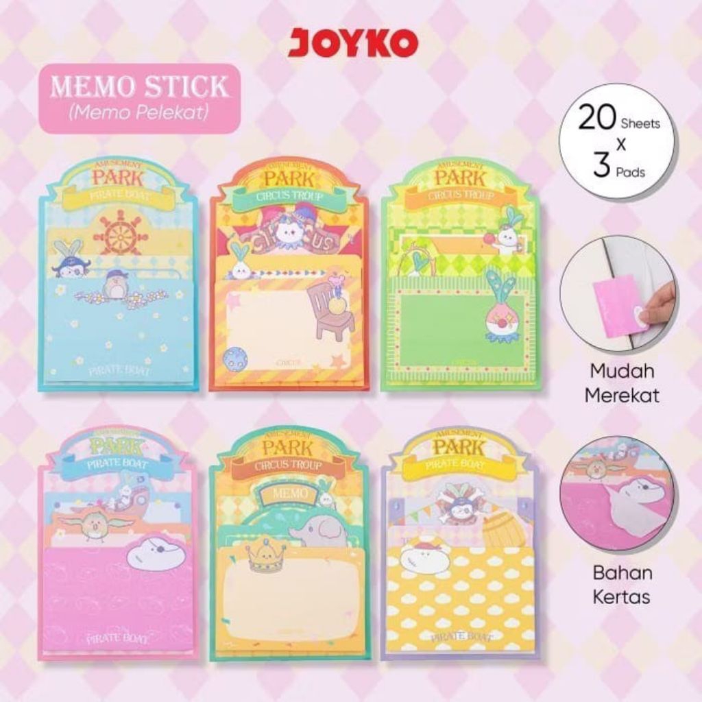 

(1 PCS) Memo Stick Sticky Note Kertas Memo Tempel JOYKO MMS-39 Amusement Park