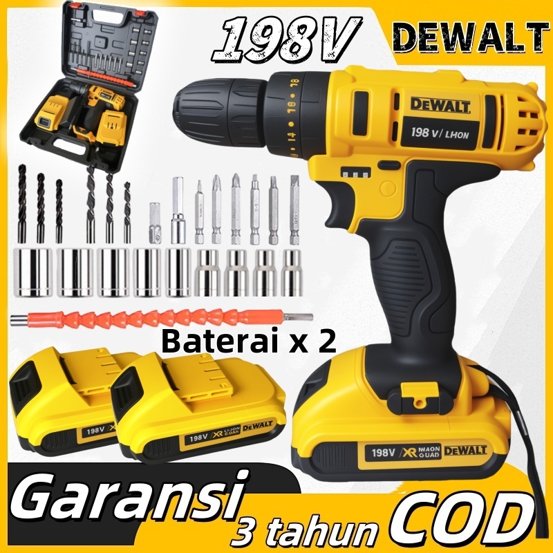 DEWALT Mesin Bor Impact Drill 2baterai 196V(Tanpa Kabel) Bor Tanpa Kabel Bor Listrik Bor Tangan List