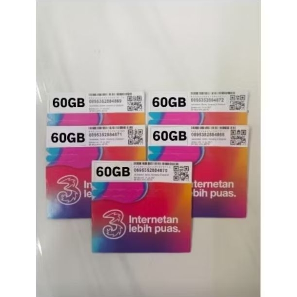 KARTU PERDANA TRI 60GB 30 Hari ( 2GB/hari )