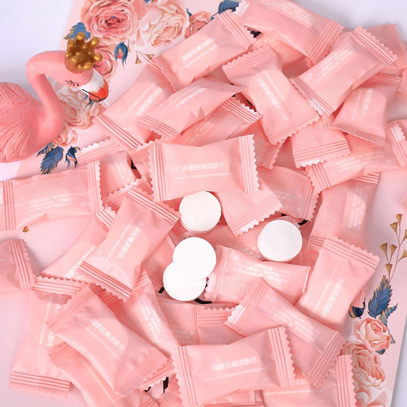 Handuk Kecil Muka Lembut Mini Traveling Tisu Tissue Wajah Basah Bentuk Permen Towel