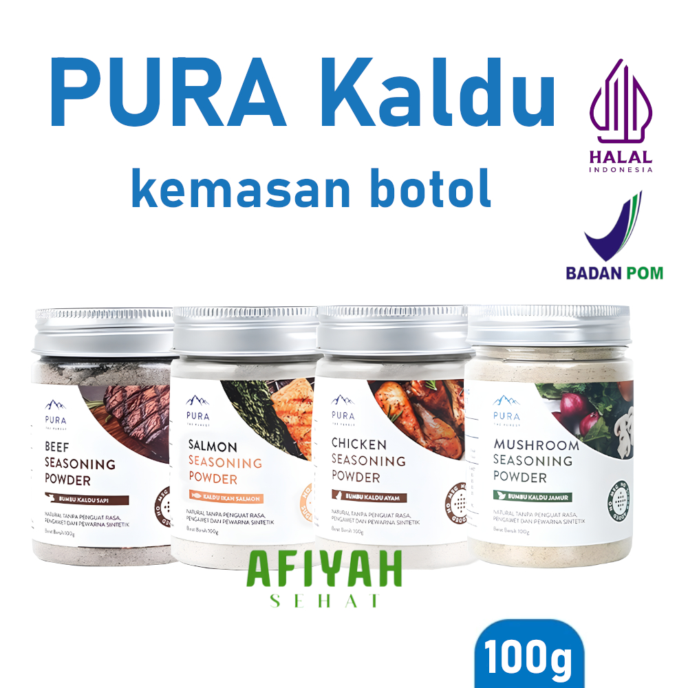 

PURA Seasoning Kaldu Asli Ayam, Sapi, Salmon, Jamur 100 gr Gluten Free Sehat Tanpa Pengawet & MSG