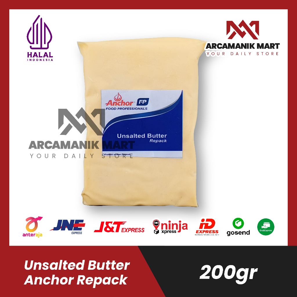 

Anchor Unsalted Butter 200gr pure new zealeand murni butter import halal