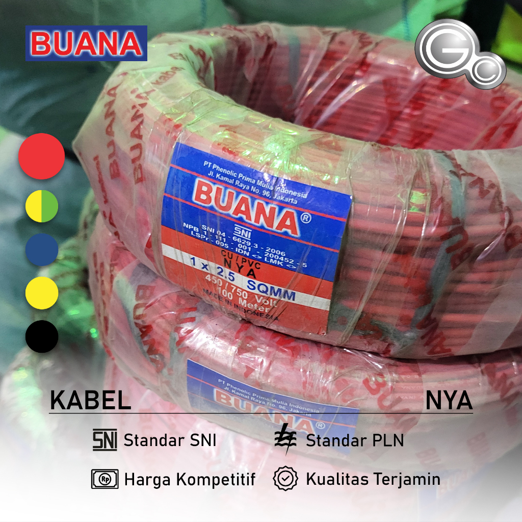 Kabel Listrik Buana NYA 1 x 1.5MM x 100M - GCI Sutindo