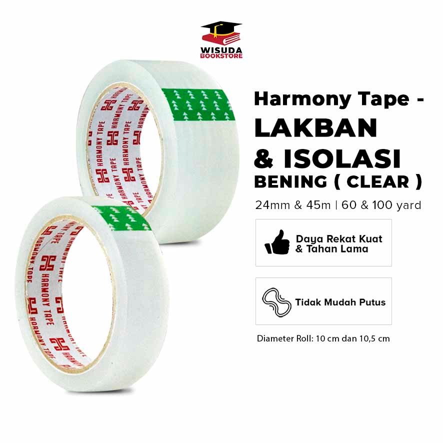 

Solasi Bening Selotip Harmony Tape - Lakban Bening ( Clear ) Besar Dan Kecil Ukuran 45 mm Dan 24 mm / PB NON BOOK - PBNB